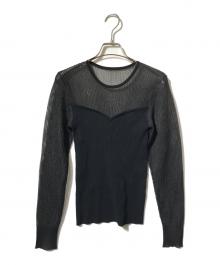 ESTNATION（エストネーション）の古着「アイレットコンビリブニット/シアーリブ切替ニット」｜ブラック