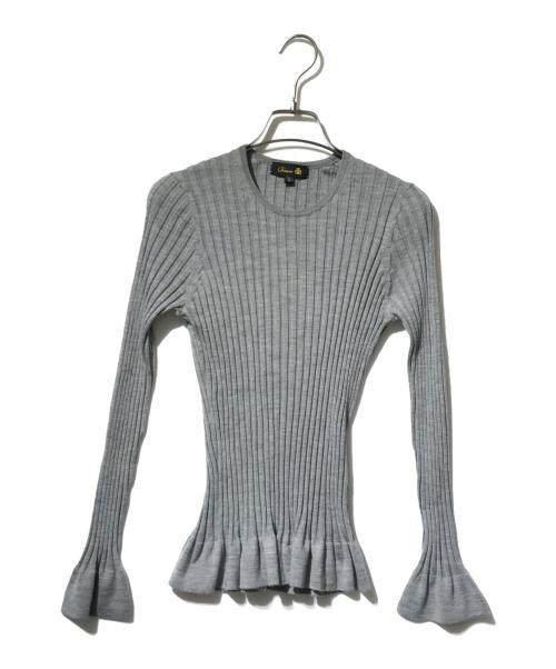 DRAWER（ドゥロワー）Drawer (ドゥロワー) 18Gペプラムリブクルーニット グレー サイズ:1の古着・服飾アイテム