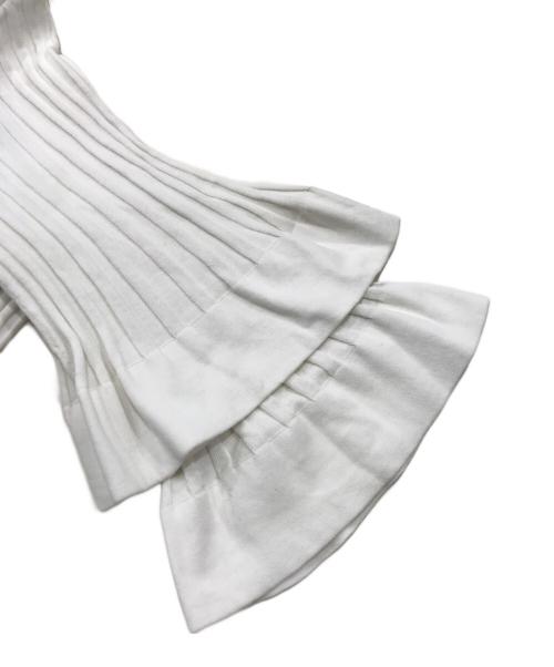 DRAWER（ドゥロワー）Drawer (ドゥロワー) 16Gフレアスリーブリブニット ホワイト サイズ:1の古着・服飾アイテム