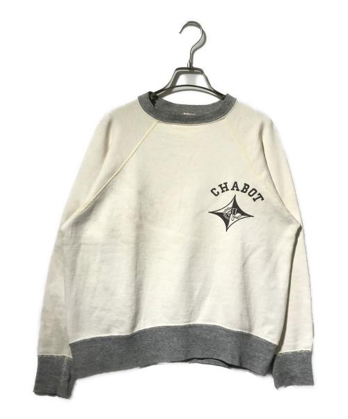 B.V.D（ビーブイディー）B.V.D (ビーブイディー) ラグランヴィンテージスウェット/ロゴ入りスウェット ホワイト×グレー サイズ:Lの古着・服飾アイテム