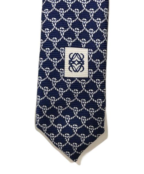 LOEWE（ロエベ）LOEWE (ロエベ) 総柄ネクタイ/シルクネクタイ ブルー サイズ:表記無しの古着・服飾アイテム