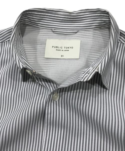 PUBLIC TOKYO（パブリックトウキョウ）PUBLIC TOKYO (パブリックトウキョウ) コンフォートリラックスレギュラーシャツ ベージュ×ホワイト サイズ:1の古着・服飾アイテム