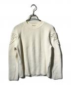 theory luxeセオリーリュクス）の古着「パッチワーククルーネックニット/長袖ニット/TYLON BONZ」｜ベージュ