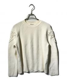 theory luxe（セオリーリュクス）の古着「パッチワーククルーネックニット/長袖ニット/TYLON BONZ」｜ベージュ