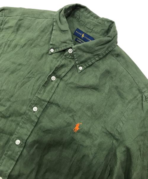 RALPH LAUREN（ラルフローレン）RALPH LAUREN (ラルフローレン) リネンシャツ/長袖シャツ グリーン サイズ:Mの古着・服飾アイテム