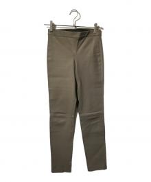 theory（セオリー）の古着「レザーレギンスパンツ/スキニーパンツ」｜ベージュ