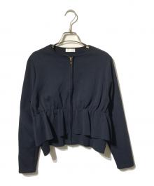 BALLSEY（ボールジィ）の古着「ミラノリブ ペプラムカーディガン/ジップカーディガン」｜ネイビー