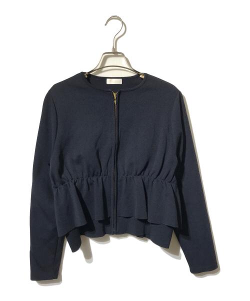 BALLSEY（ボールジィ）BALLSEY (ボールジィ) ミラノリブ ペプラムカーディガン/ジップカーディガン ネイビー サイズ:Sの古着・服飾アイテム