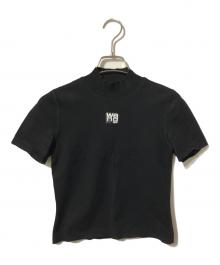 ALEXANDER WANG（アレキサンダー・ワン）の古着「ワンポイントロゴＴシャツ/モックネック半袖ニット」｜ブラック