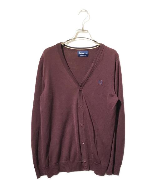 FRED PERRY（フレッドペリー）FRED PERRY (フレッドペリー) メリノウールカーディガン バーガンディー サイズ:Mの古着・服飾アイテム
