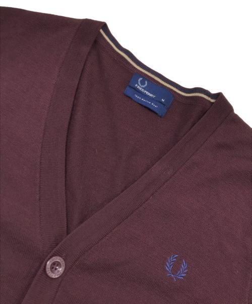 FRED PERRY（フレッドペリー）FRED PERRY (フレッドペリー) メリノウールカーディガン バーガンディー サイズ:Mの古着・服飾アイテム