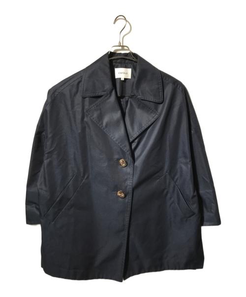 ENFOLD（エンフォルド）ENFOLD (エンフォルド) シャンブレーギャバコクーンコート/ステンカラーコート ネイビー サイズ:38の古着・服飾アイテム