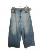 ETRE TOKYO×EDWINエトレトウキョウ×エドウィン）の古着「ベルベットワイドコラボデニムパンツ/ワイドデニムパンツ」｜インディゴ