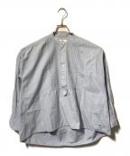 45Rフォーティファイブ・アール）の古着「プルオーバーバンドカラーピンタックシャツ/長袖シャツ」｜ブルー