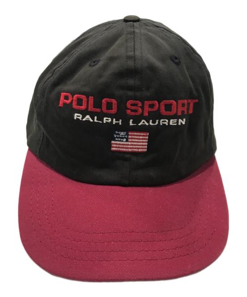 POLO SPORT（ポロスポーツ）POLO SPORT (ポロスポーツ) キャップ/ロゴ刺繍コットンキャップ ブラウン×レッドの古着・服飾アイテム