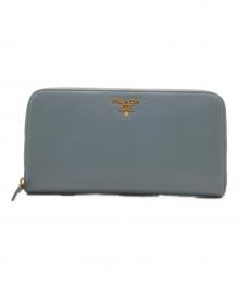 PRADA（プラダ）の古着「ラウンドファスナー長財布」｜ブルー