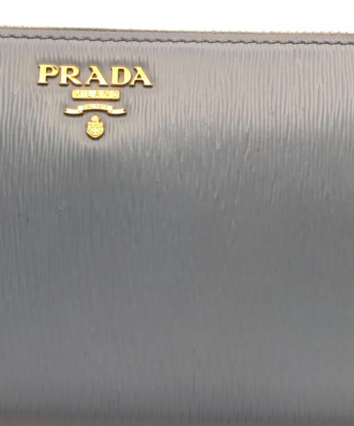 PRADA（プラダ）PRADA (プラダ) ラウンドファスナー長財布 ブルーの古着・服飾アイテム