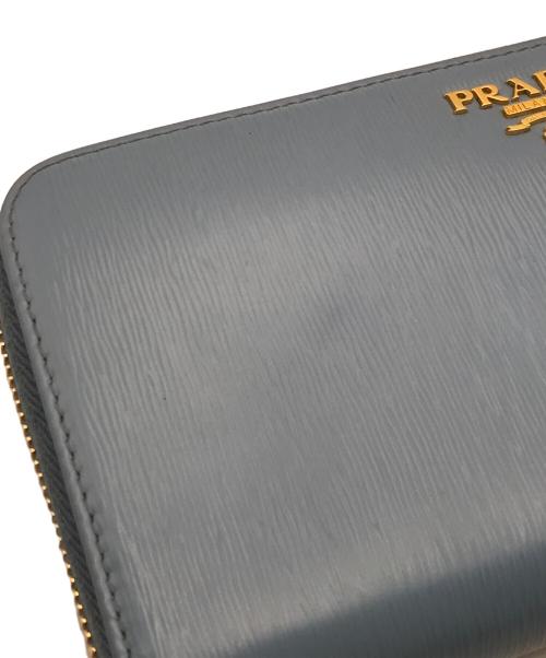 PRADA（プラダ）PRADA (プラダ) ラウンドファスナー長財布 ブルーの古着・服飾アイテム