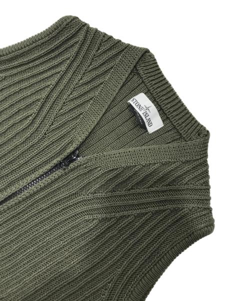 STONE ISLAND（ストーンアイランド）STONE ISLAND (ストーンアイランド) ジップアップニットベスト/ダブルジップアップベスト カーキ サイズ:Sの古着・服飾アイテム