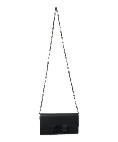 Salvatore Ferragamo（サルヴァトーレ フェラガモ）Salvatore Ferragamo (サルヴァトーレ フェラガモ) ヴァラリボンフラップロングウォレット ブラックの古着・服飾アイテム