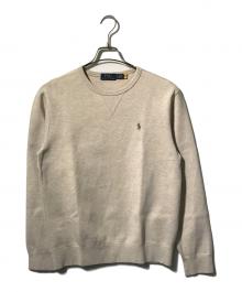 POLO RALPH LAUREN（ポロ・ラルフローレン）の古着「前Vクルーネックスウェット/薄手スウェット」｜ベージュ