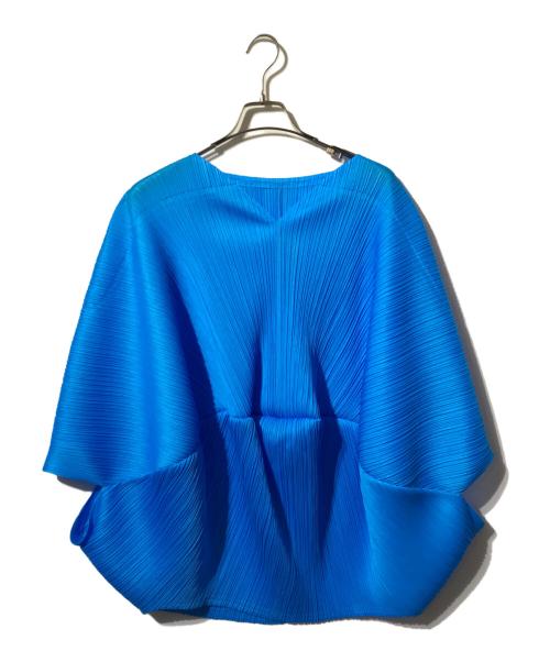 PLEATS PLEASE（プリーツプリーズ）PLEATS PLEASE (プリーツプリーズ) プリーツ変形ノースリーブカットソー/変形カットソー ブルー サイズ:FREEの古着・服飾アイテム