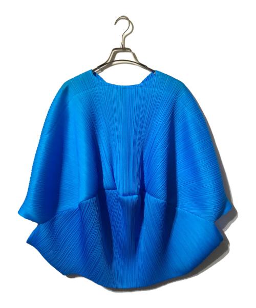 PLEATS PLEASE（プリーツプリーズ）PLEATS PLEASE (プリーツプリーズ) プリーツ変形ノースリーブカットソー/変形カットソー ブルー サイズ:FREEの古着・服飾アイテム