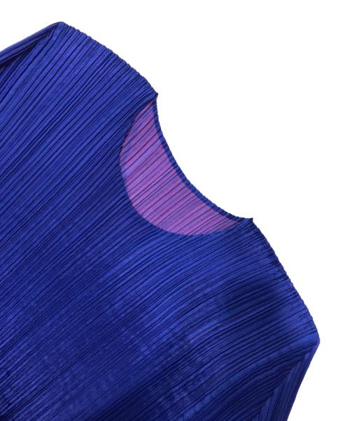 PLEATS PLEASE（プリーツプリーズ）PLEATS PLEASE (プリーツプリーズ) プリーツカットソー/長袖カットソー ブルー×パープル サイズ:4の古着・服飾アイテム