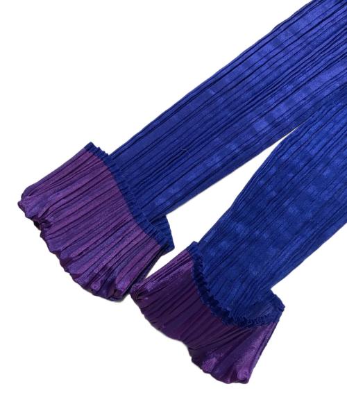 PLEATS PLEASE（プリーツプリーズ）PLEATS PLEASE (プリーツプリーズ) プリーツカットソー/長袖カットソー ブルー×パープル サイズ:4の古着・服飾アイテム