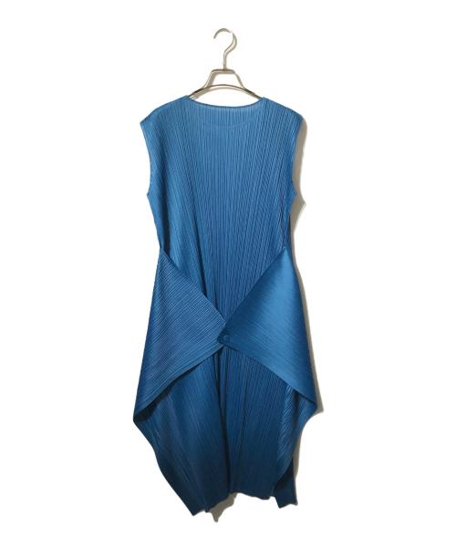 PLEATS PLEASE（プリーツプリーズ）PLEATS PLEASE (プリーツプリーズ) プリーツ変形ノースリーブワンピース/ノースリーブワンピース ブルー サイズ:3の古着・服飾アイテム