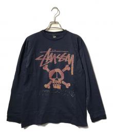 stussy（ステューシー）の古着「スカルプリントカットソ/クルーネック長袖カットソー」｜ネイビー