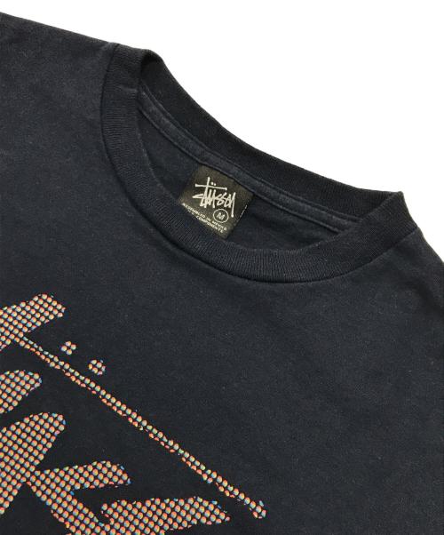 stussy（ステューシー）stussy (ステューシー) スカルプリントカットソ/クルーネック長袖カットソー ネイビー サイズ:Mの古着・服飾アイテム