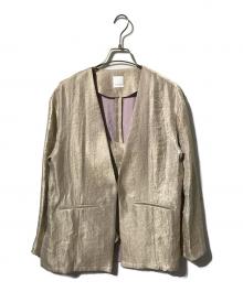 NOLLEY'S（ノーリーズ）の古着「ウォッシャブルグロッシーツイルはおりジャケット」｜ベージュ