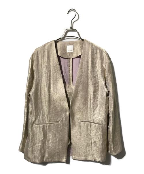 NOLLEY'S（ノーリーズ）NOLLEY'S (ノーリーズ) ウォッシャブルグロッシーツイルはおりジャケット ベージュ サイズ:Freeの古着・服飾アイテム