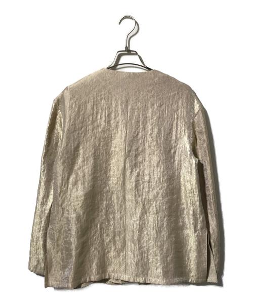 NOLLEY'S（ノーリーズ）NOLLEY'S (ノーリーズ) ウォッシャブルグロッシーツイルはおりジャケット ベージュ サイズ:Freeの古着・服飾アイテム