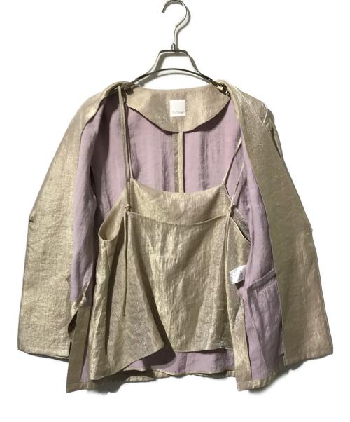 NOLLEY'S（ノーリーズ）NOLLEY'S (ノーリーズ) ウォッシャブルグロッシーツイルはおりジャケット ベージュ サイズ:Freeの古着・服飾アイテム