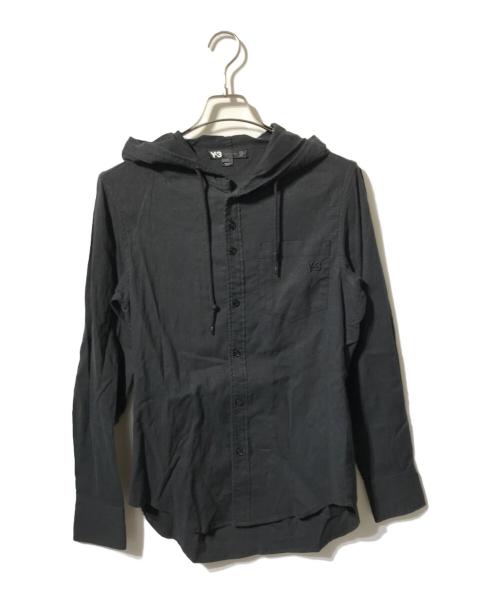 Y-3（ワイスリー）Y-3 (ワイスリー) レーヨンミックスフーデッドシャツ/長袖シャツ ブラック サイズ:Sの古着・服飾アイテム