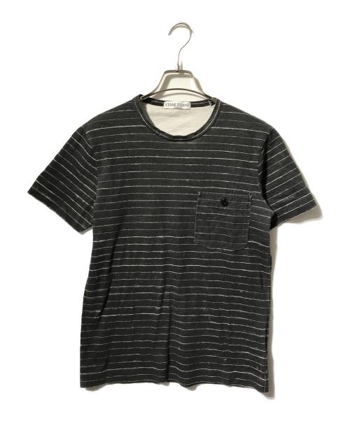 STONE ISLAND（ストーンアイランド）STONE ISLAND (ストーンアイランド) ポケットTシャツボーダーカットソー グレー サイズ:Sの古着・服飾アイテム