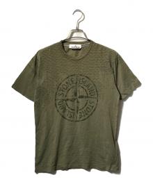 STONE ISLAND（ストーンアイランド）の古着「ビッグロゴカットソー/半袖Tシャツ」｜カーキ