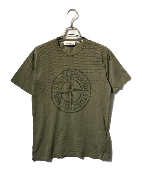 STONE ISLAND（ストーンアイランド）STONE ISLAND (ストーンアイランド) ビッグロゴカットソー/半袖Tシャツ カーキ サイズ:Sの古着・服飾アイテム