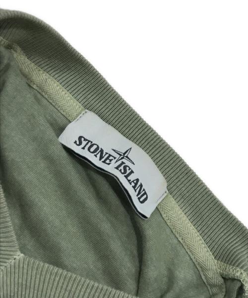 STONE ISLAND（ストーンアイランド）STONE ISLAND (ストーンアイランド) フロントロゴVネック半袖カットソー グリーン サイズ:Sの古着・服飾アイテム