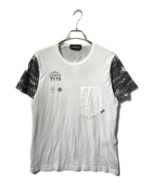 STONE ISLAND（ストーンアイランド）STONE ISLAND (ストーンアイランド) ポケットTシャツ/Tシャツ ホワイト サイズ:Sの古着・服飾アイテム