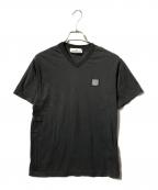 STONE ISLANDストーンアイランド）の古着「フロントロゴVネック半袖カットソー/Tシャツ」｜グレー