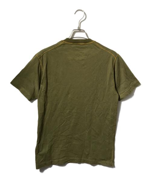 STONE ISLAND（ストーンアイランド）STONE ISLAND (ストーンアイランド) フロントロゴVネック半袖カットソー/ショートスリーブTシャツ カーキ サイズ:Sの古着・服飾アイテム