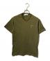 STONE ISLAND（ストーンアイランド）の古着「フロントロゴVネック半袖カットソー/ショートスリーブTシャツ」｜カーキ