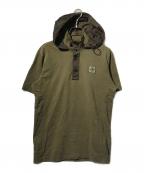 STONE ISLANDストーンアイランド）の古着「フーデッド半袖カットソー/半袖パーカー」｜カーキ