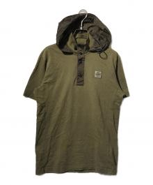 STONE ISLAND（ストーンアイランド）の古着「フーデッド半袖カットソー/半袖パーカー」｜カーキ