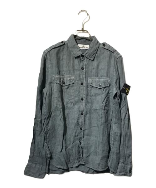 STONE ISLAND（ストーンアイランド）STONE ISLAND (ストーンアイランド) リネンシャツ/長袖リネンシャツ グレー サイズ:Sの古着・服飾アイテム