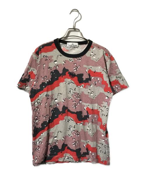 STONE ISLAND（ストーンアイランド）STONE ISLAND (ストーンアイランド) カモ柄Tシャツ/半袖カットソー レッド×グレー サイズ:Sの古着・服飾アイテム