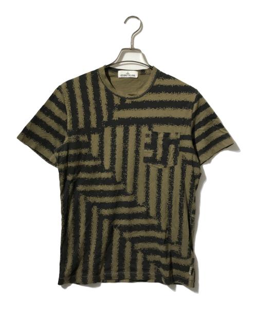 STONE ISLAND（ストーンアイランド）STONE ISLAND (ストーンアイランド) 総柄ポケットＴシャツ/Tシャツ カーキ サイズ:Sの古着・服飾アイテム